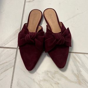Worn once, Madewell Maroon Slides with bow